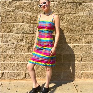 Lauren Ralph Lauren 100% Silk Multicolor Plaid Dress Size 6